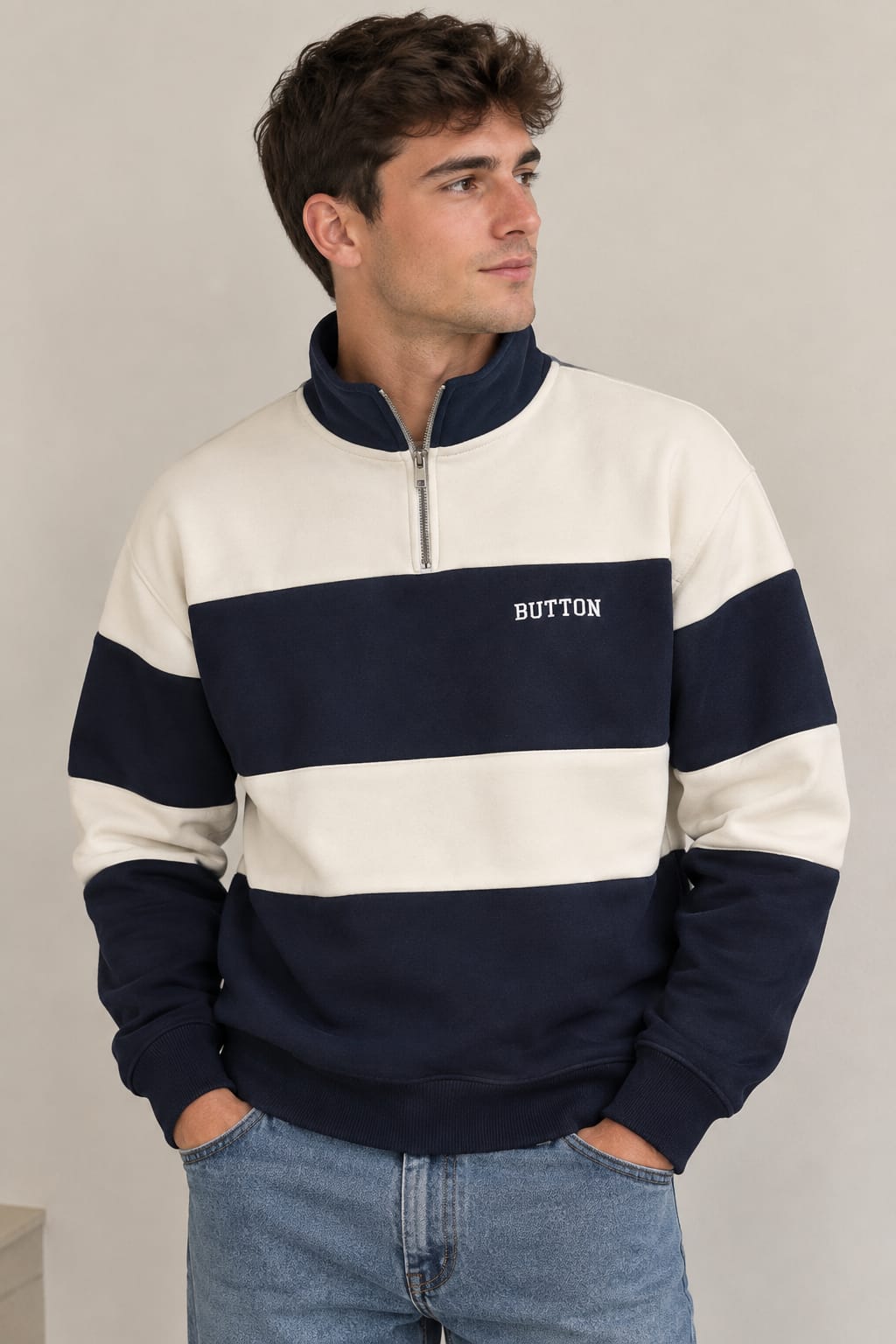 Sudadera Button media cremallera