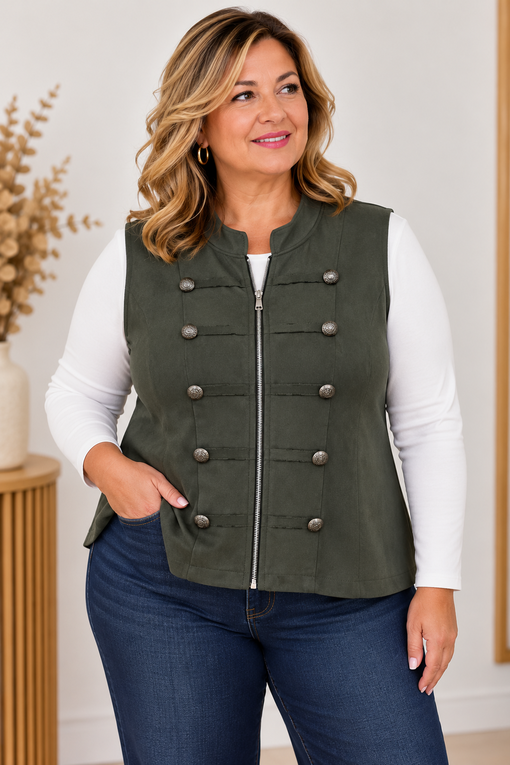 Chaleco antelina maxi