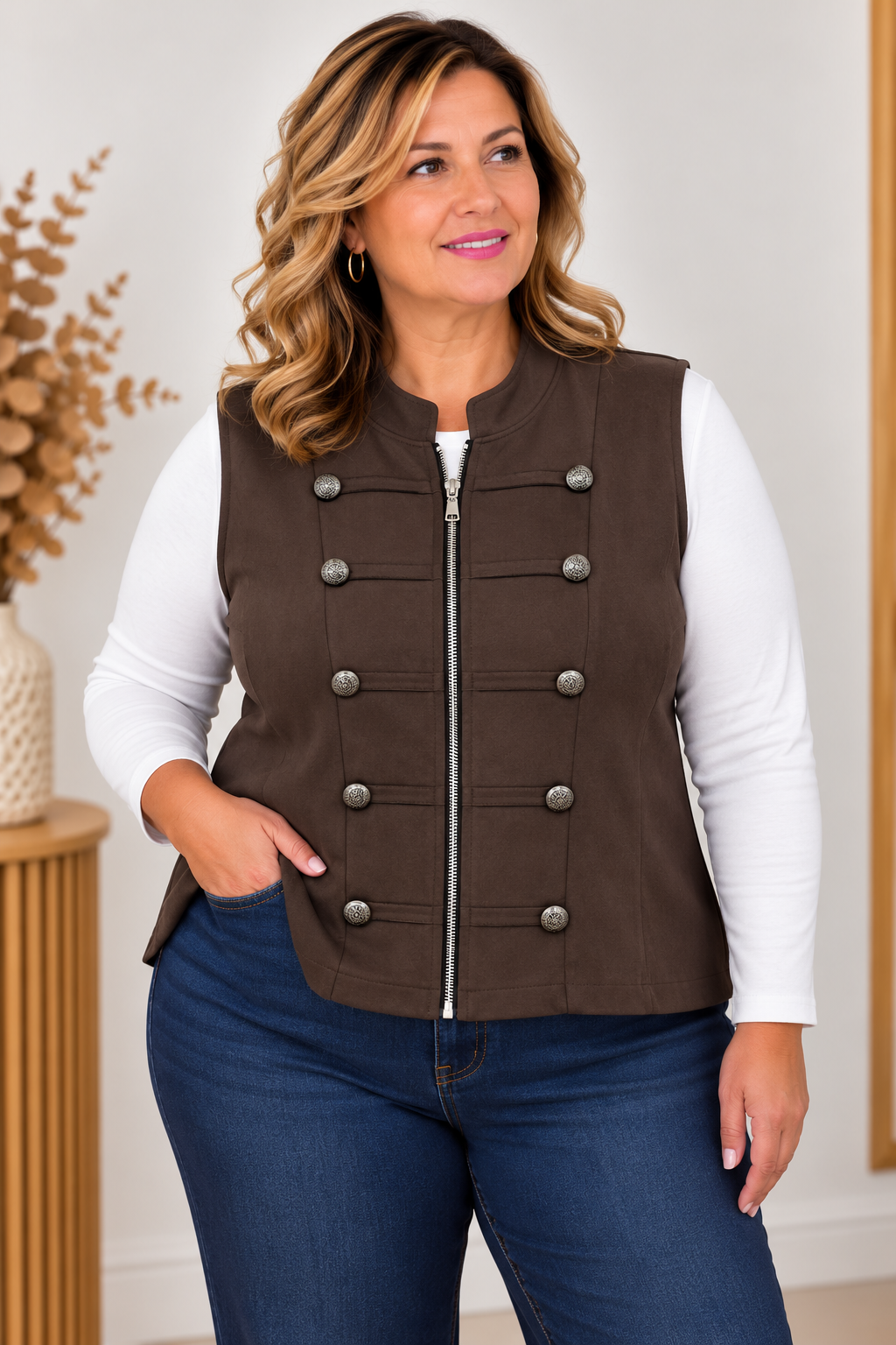 Chaleco antelina maxi