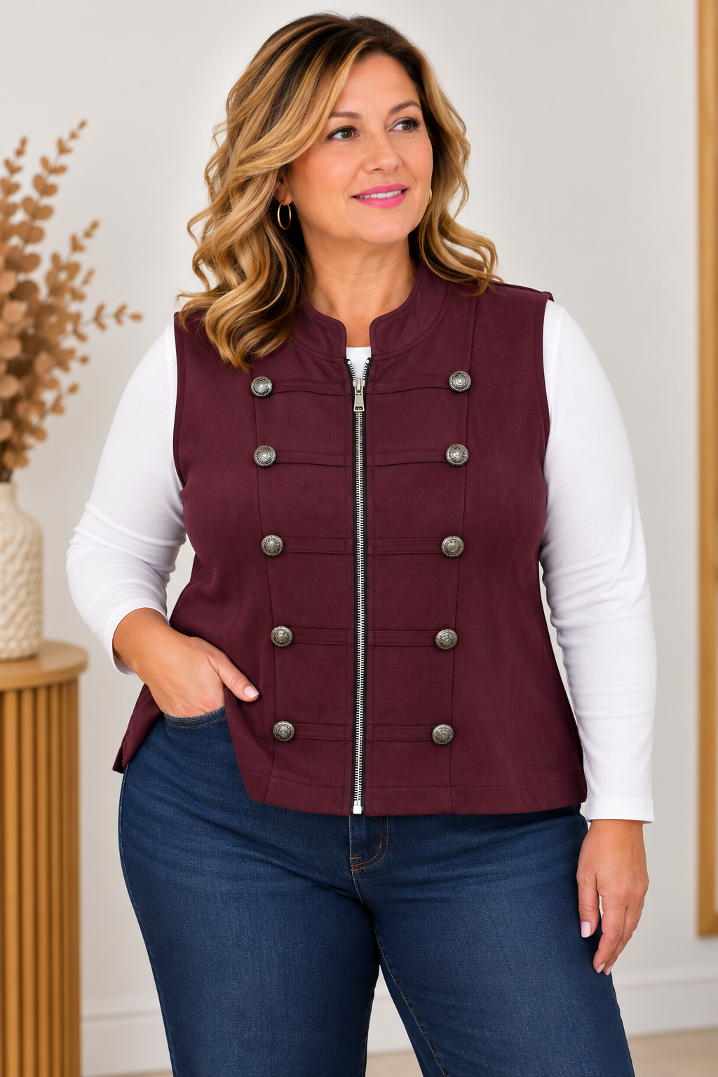 Chaleco antelina maxi