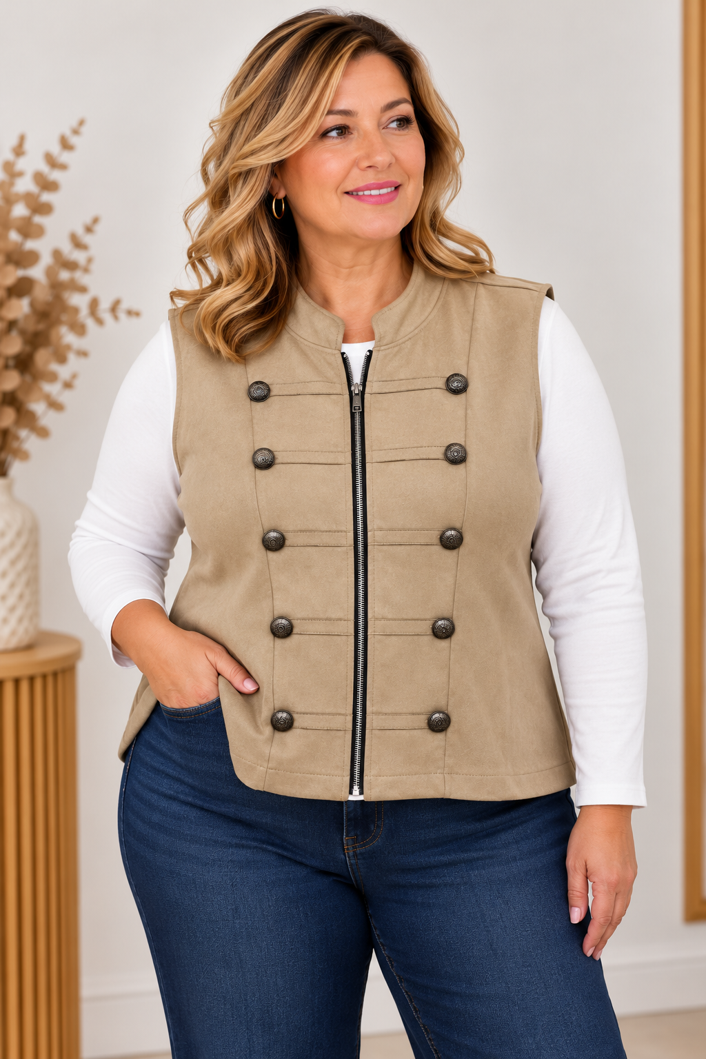 Chaleco antelina maxi
