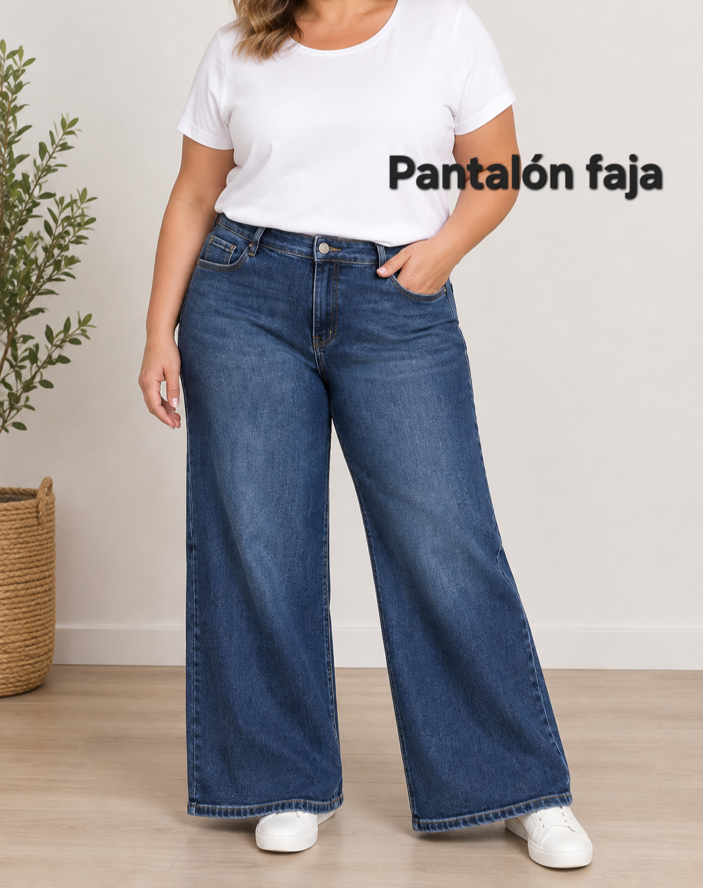 Pantalón faja wide leg